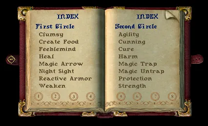 The spellbook gump showing the first and second circle spells(待校对)